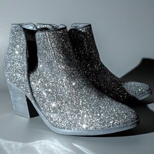 Not Rated Charcoal/Black Glitter Ankle Boots